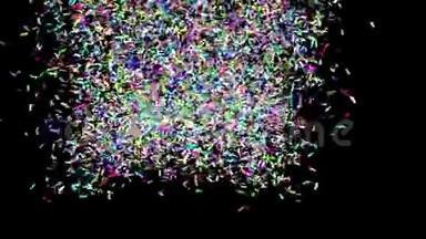 10000彩纸3D渲染动画阿尔法马特狂欢节新年快乐